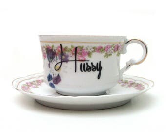 Hussy Altered Vintage Teacup and Saucer