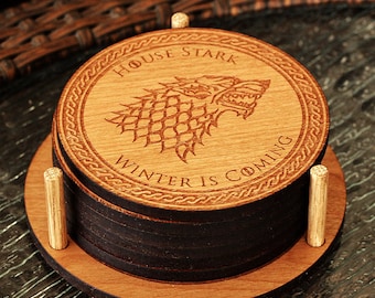 Game Of Thrones Coasters, GOT Coaster, GOT, Jon Stark, House Stark, Jon Snow, Coasters