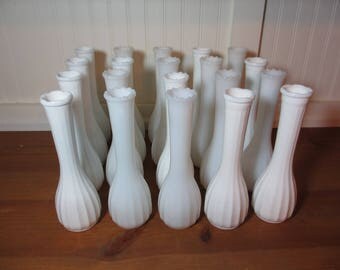 20 White Milkglass Bud Vases, Milk Glass, Wedding, Event Planning, Decor LOT 11