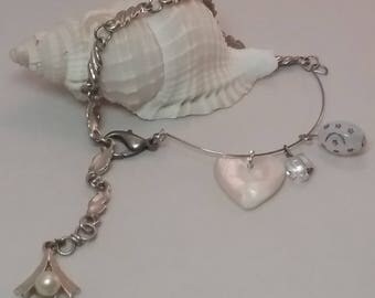 Dangle Bracelet White with Silver Reclaimed