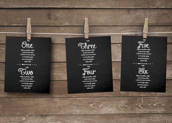 Chalkboard Wedding Table Assignment Cards