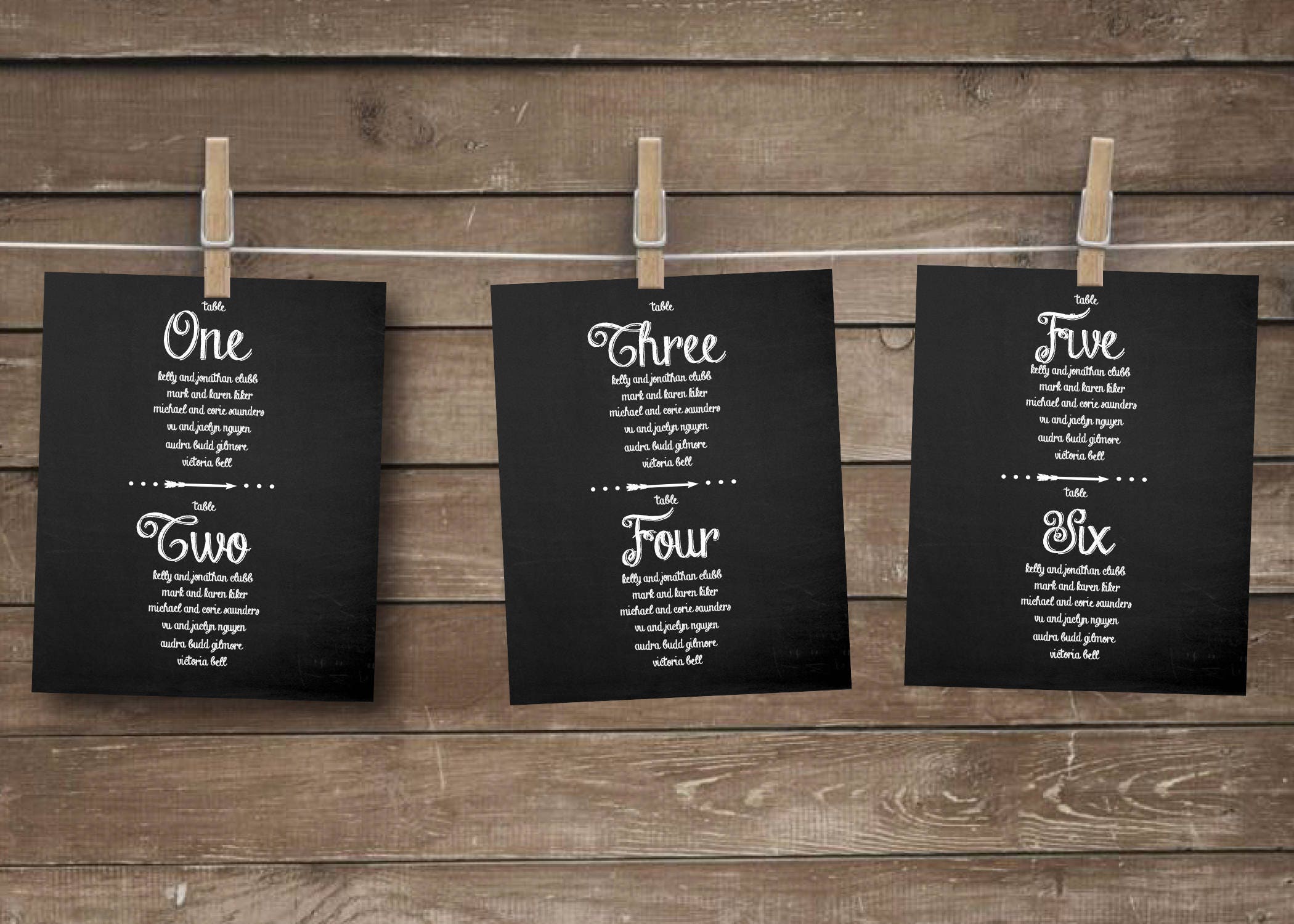 Chalkboard Wedding Table Assignment Cards