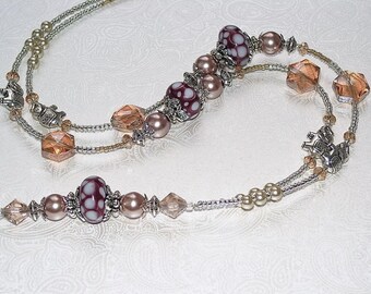 Beaded Lanyard Breakaway Coffee Chocolate Elephants Lanyard ID Badge Holder Elegance Magnetic Break Away