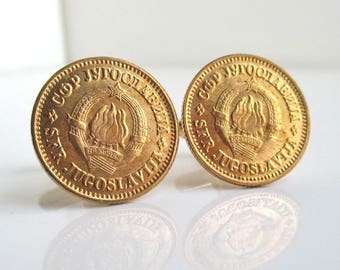 Boutons De Manchette COLOMBIA En Pièces De Monnaie Vintage Recyclées - Cuivre