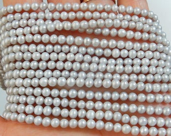 4mm Silver Gray, potato freshwater pearl , FULL STRAND