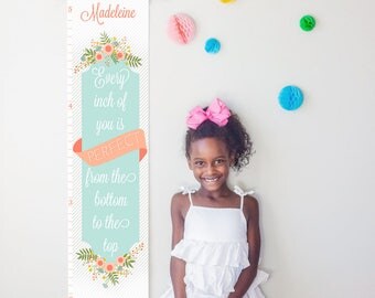 Personalized/ Custom Girls Growth Chart - Every Inch of You Is Perfect - Great nursery decor or baby shower gift!