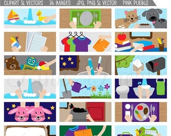 BACK TO SCHOOL Sale Chore Chart Clipart, Printable Chore Chart for Kids, Chore Chart Clip Art - Commercial and Personal Use