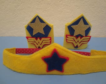 Wonder Woman Wrist Cuffs and Crown/Superhero Wear for Kids/Wonder Woman Costume