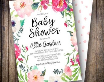 Deer Baby Shower Invitation Girl Rustic Woodland Animals