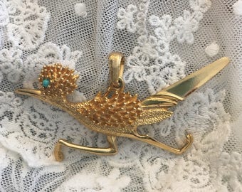 Vintage Roadrunner Pendant ~Turquoise Eye