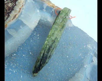 Nugget Green Kyanite Gemstone Pendant Bead,Long Pendant,78x13x8mm,19.7g(g0108)