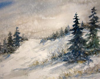 Watercolor painting winter sky dress Watercolor painting winter sky dress