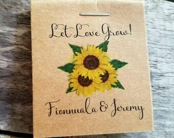 CRAZY SALE ~ Wedding Favors Bridal Shower Favors Sunflowers MINI Seeds Let Love Grow Flower Seed Packets Shabby Chic Rustic Cute & Little
