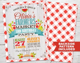 Vintage Farmers Market Birthday Invitation, PRINTABLE, Digital Farm Fresh Party, Farmers Market Birthday, Farmers Market Party