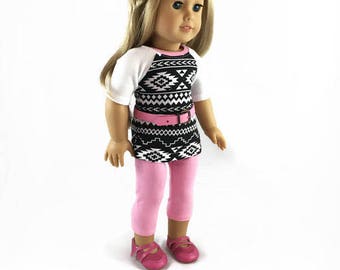 18 inch Doll Clothes, tunic, leggings, belt, designed to fit like American Girl® doll clothes