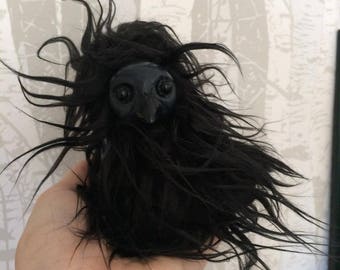 Raven Art Doll - Corvid - Crow - Black
