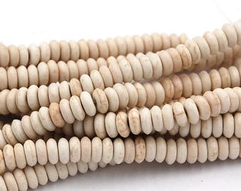8mm Golden Matrix Creamy White Magnesite Rondelle Beads -15 inch strand