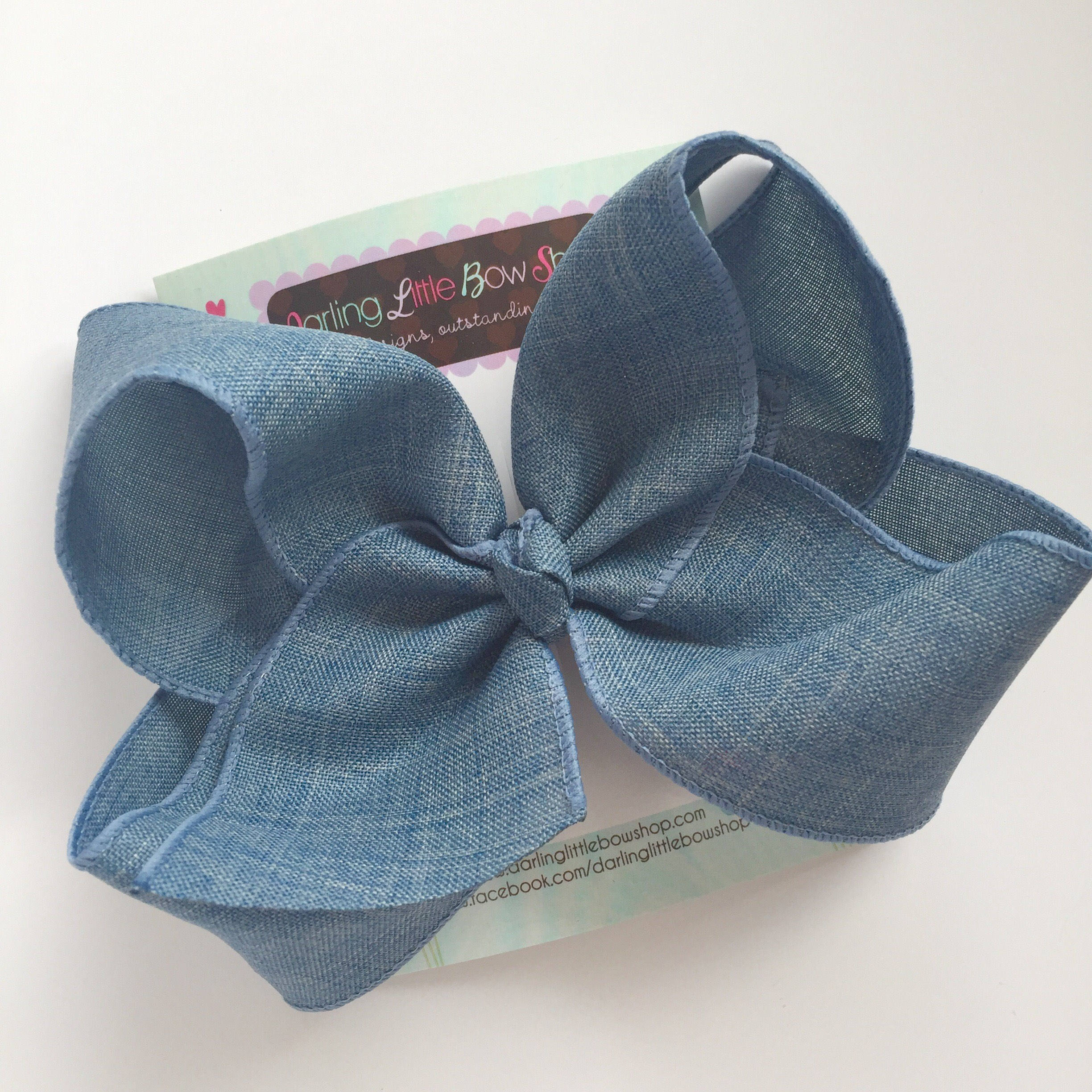 Denim look Bow denim blue large 6-7 bow beautiful