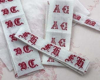 Vintage European Monogrammed Laundry Labels - Embroidered Initials - O thru Z