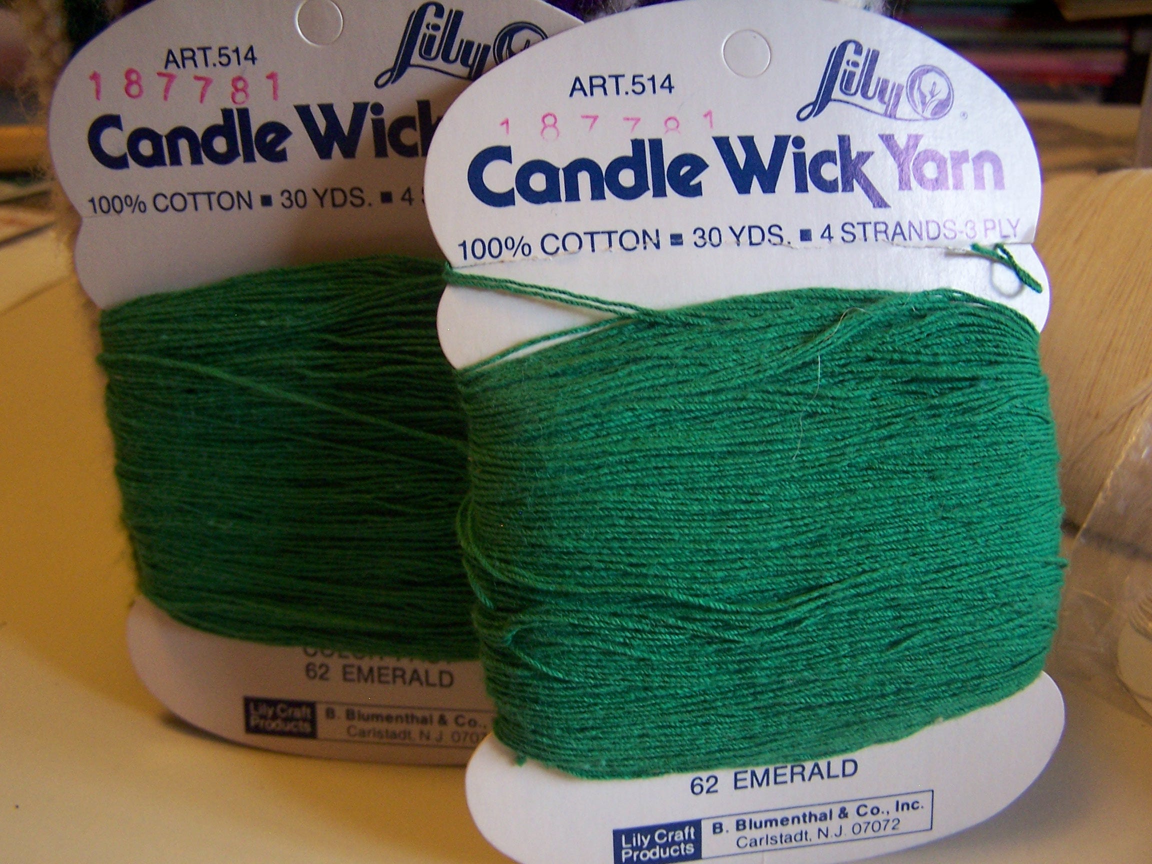 Lot of 2 Lily Vintage Cotton Candle Wicking Yarn Threads