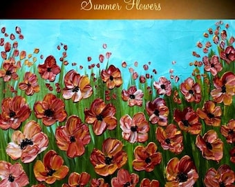 SALE ORIGINAL contemporary mporary impasto abstract Poppy painting by Nicolette Vaughan Horner