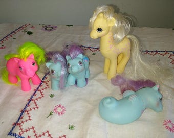 Vintage My Little Pony 1980s G1 Creamsicle Baby Puddles Twins Seawinkle Baby Shades