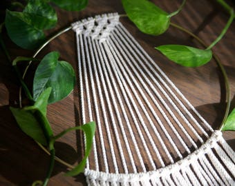 Macrame Dream Catcher Hoop Wall Hanging - 55" Natural White Cotton Rope w/ 10" Brass Ring - Sunburst - Boho Home, Nursery, Wedding Decor