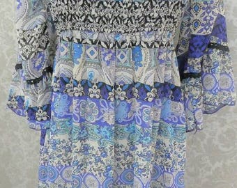 Hippie Kleid Tunika Paisley Boheme vintagedress art and craft recyclingfashion