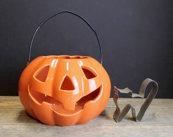 Vintage Nantucket Ceramic Pumpkin // Votive Candle Ceramic Pumpkin // Fall Decor // Autumn Decor // Halloween Decor