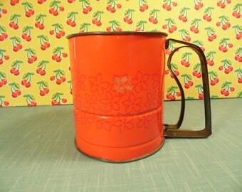 Mid Century Orange Androck Flour Sifter - Vintage 1950s