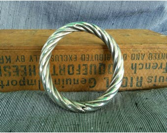 Vintage Twisted Sterling Silver Bangle Rope Bracelet