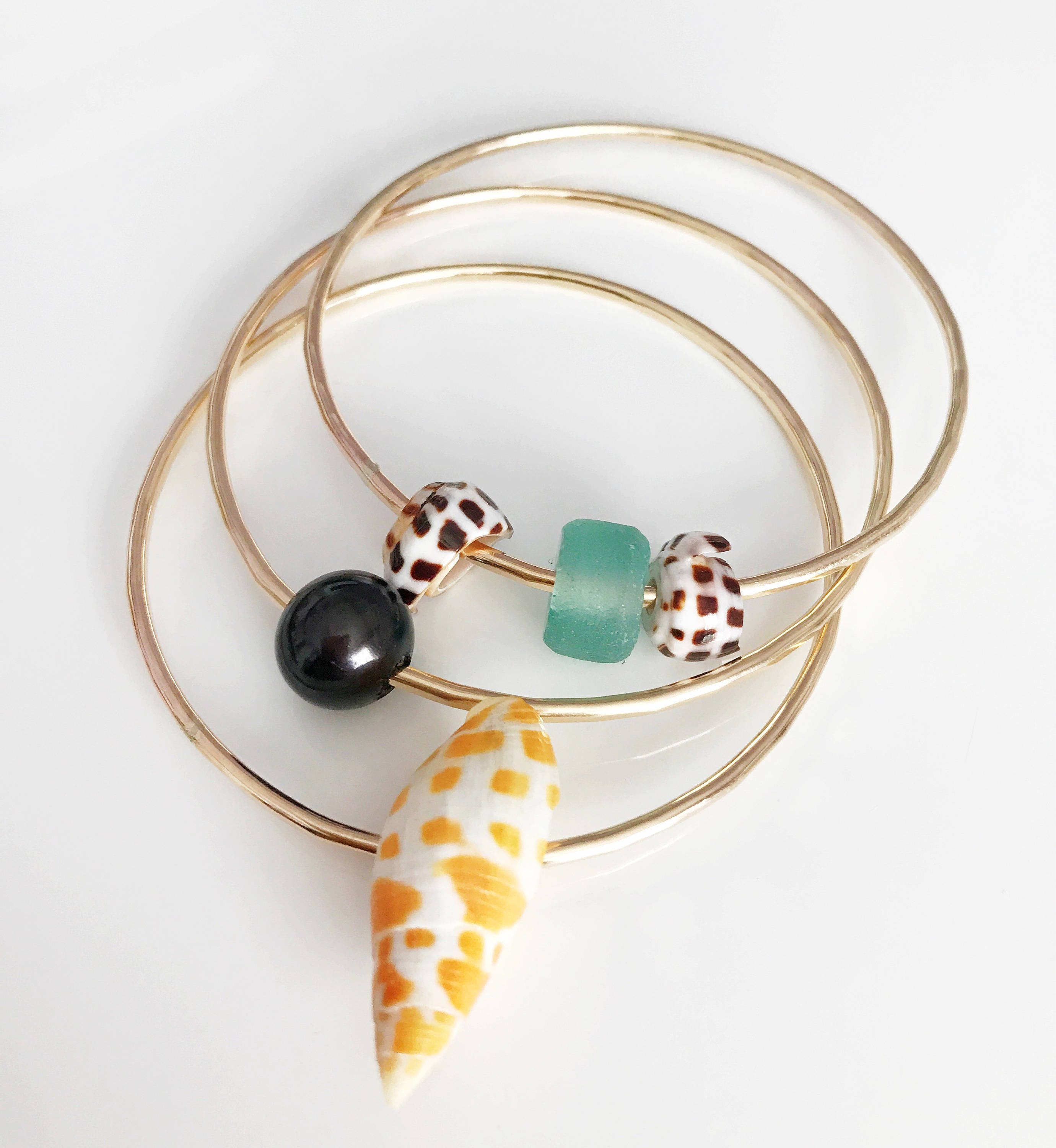 Heidi bangle set Shell bangles set Cone shells bangles