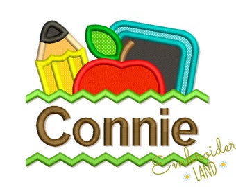 Back to School Font Frame Applique Embroidery design Machine Embroidery 4x4 5x7 6x10 sizes FF018