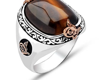 925 Sterling Silver Tigers Eye Men Ring...Express Delivery