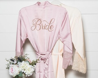 Bridal Robe - Satin & Lace Robe - Bride Robe - Bridesmaid Robes - Bridesmaid Gift
