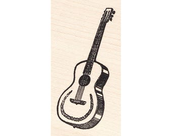 Guitar 771E Beeswax Rubber Stamps Unmounted, Cling, Mounted Stamp Collage Stamping