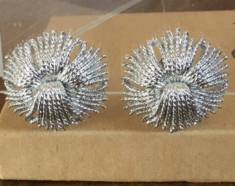 MONET "Cordelia" Silver Abstract Clip On Earrings