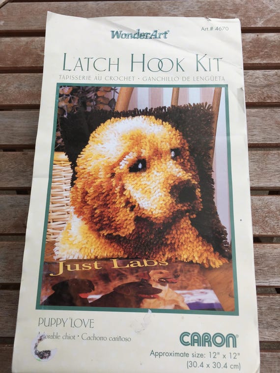 WonderArt Latch Hook Kit 4670 Puppy Love Yellow Lab