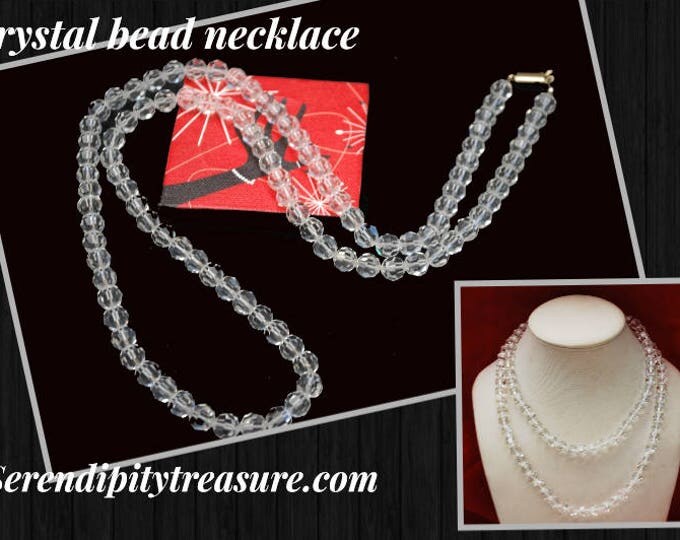 Crystal Bead Necklace - Single strand - facet cut crystal glass beads - 36 inches - Wedding Bride