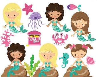 ON SALE INSTANT Download. Cm_46_mermaids. Mermaids clip art. Personal and commercial use.