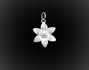 Embroidered Silver Lotus pendant
