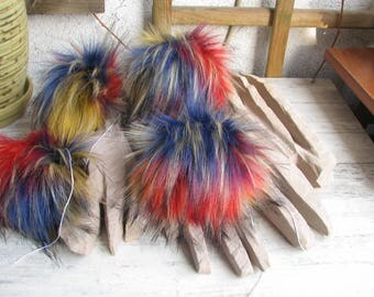 Royal Blue Fox Faux Fur Pom Pom, Faux Fur Pompoms. Faux Fur. Fur Pompoms. Fur Pom Pom. Pompoms Faux Detachable Bright