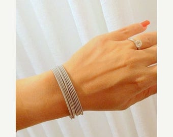 SALE - Thin silver bracelet - Strech bracelet - Spring bracelet - Layered bracelet - Flexible bracelet - Elastic band