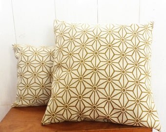 Cushion cover 40 x 40 cm stars Asanohas ecru and beige jacquard fabric