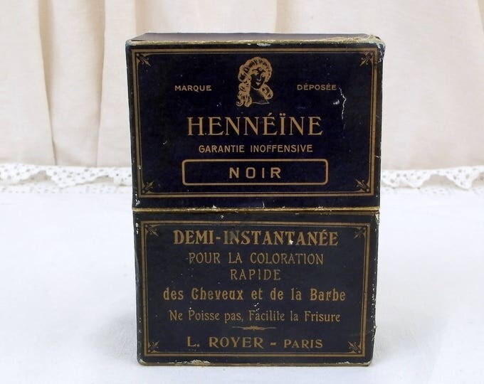 Antique French Box Originally Contained Hair and Beard Black Dye "Hennéine" by L.Royer Paris, Vintage Hair Styling From France, Collectible
