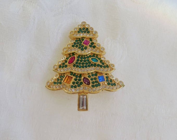 Swarovski Christmas Tree Pin, Christmas Brooch, Limited Edition Line, Vintage Swarovski Jewelry
