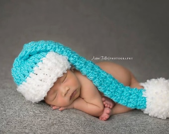 Baby Boy Hat Crochet Newborn Baby Girl Or Boy Christmas Elf Hat Santa Hat Diaper Cover Stocking Cap MORE Colors pink red purple blue