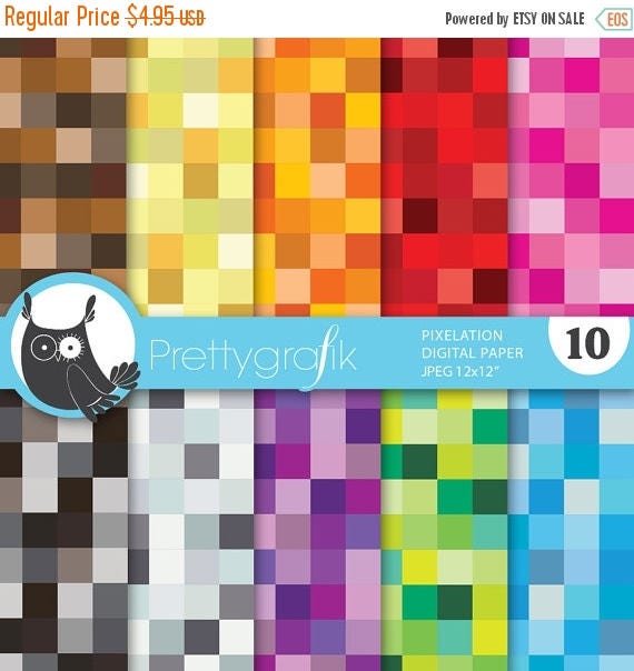 80% OFF SALE pixel mosaic digital paper, commercial use, scrapbook papers, background - PS631 Il_570xn