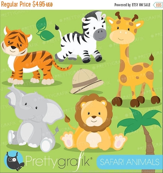 80% OFF SALE Safari Animals clipart commercial use, Jungle animals vector graphics, digital clip art, digital images - CL616 Il_570xn