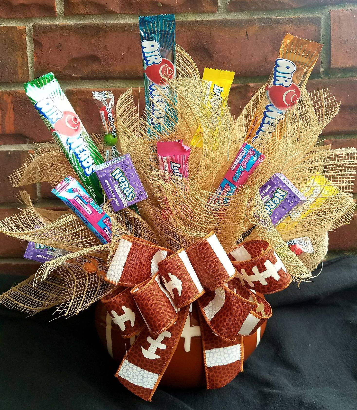 Candy bouquet in football container Ready to ship